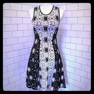 Parker Black and White Knit A Line Dress XS